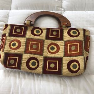 Wooden handled handbag